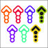 Sticker “Pijlen" kleur 10cm set 21 st. nr 03_